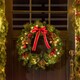 image 2 of HOMCOM Pre-Lit Artificial Christmas Door Wreath Holly Garland Decor 20 LED