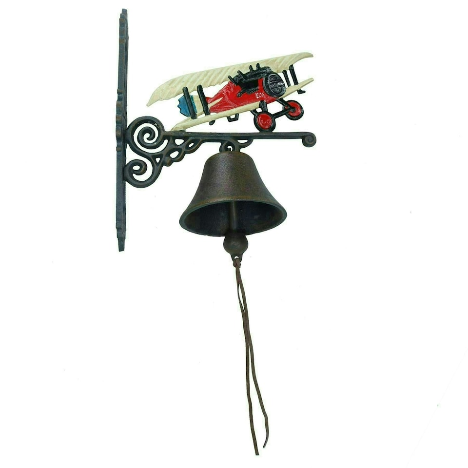 image 1 of Aeroplane Plane Bell Cast Iron Sign Door Wall Fence Gate House Doorway Home