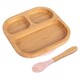 image 1 of Tiny Dining Bamboo Weaning Plate & Fork Set - Segmented/Pastel Pink - Divided Non-Slip Bamboo Self-Feeding Weaning Plate & Cutlery