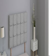 Silver Linen Cube Headboard | Silver | 4FT6 Double 20"inch Headboard