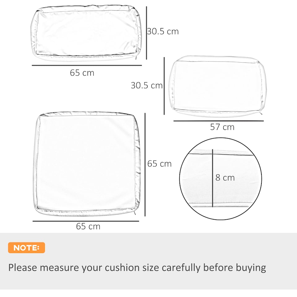 image 1 of Outsunny Garden Rattan Sofa Set Polyester Cover Replacement No Cushion | Grey | Grey | 4