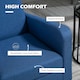 image 4 of HOMCOM Modern Armchair Accent Chair with Rubber Wood Legs for Bedroom Blue