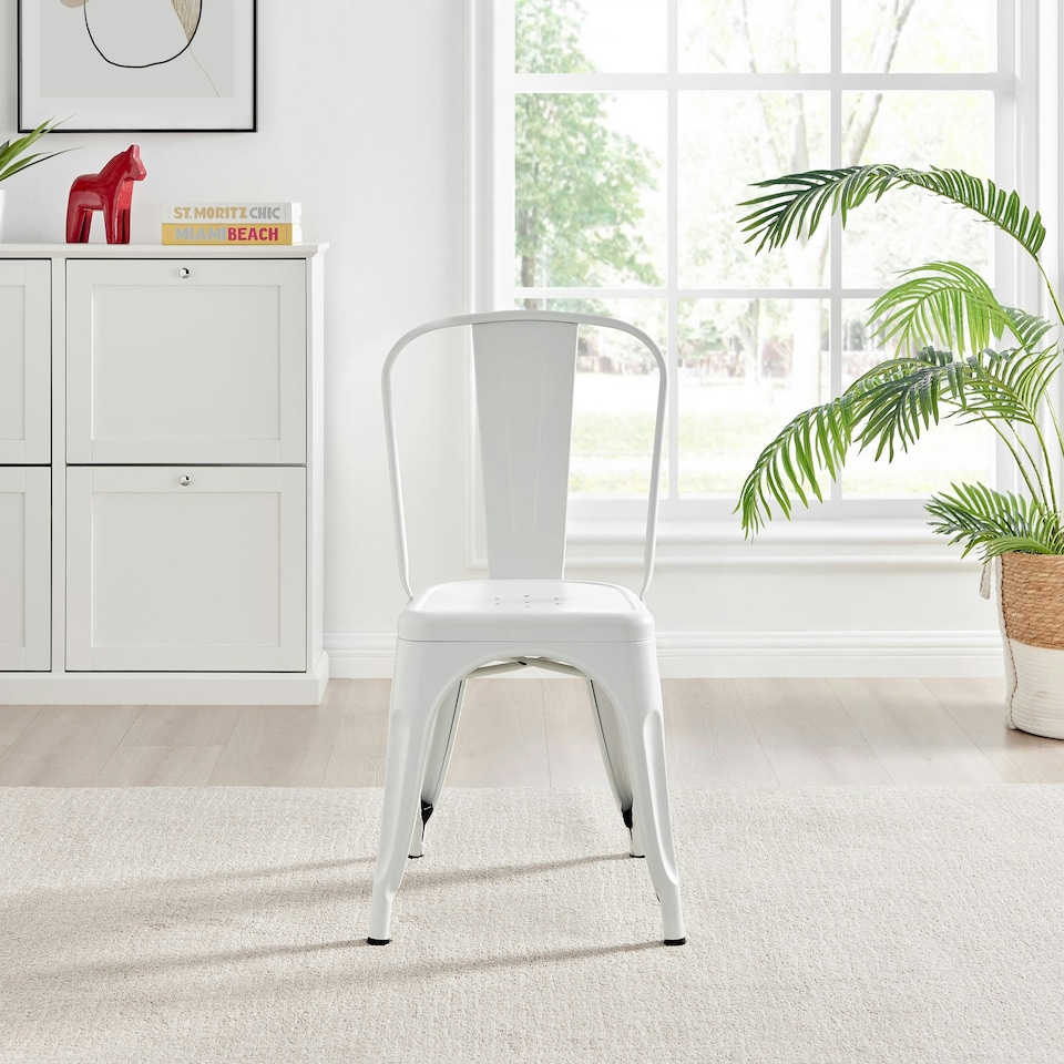 image 1 of Furniturebox 2x Colton 'Tolix' Style White Metal Dining Chairs