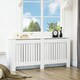 image 2 of HOMCOM Slatted Radiator Cover Painted Cabinet MDF Lined Grill in White (172L x 19W x 81H cm)