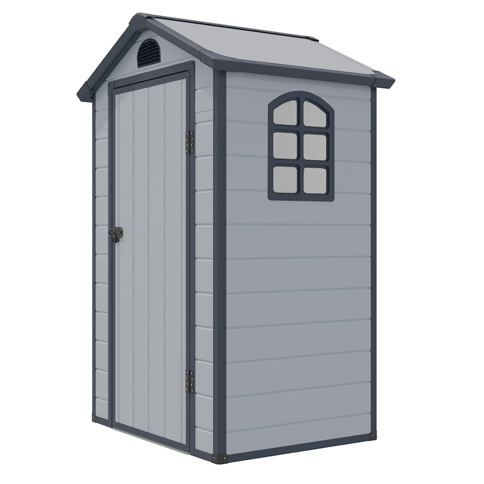 image 1 of 4 x 3 (1.34m x 1.04m) Single Door Apex Plastic Shed - Light Grey