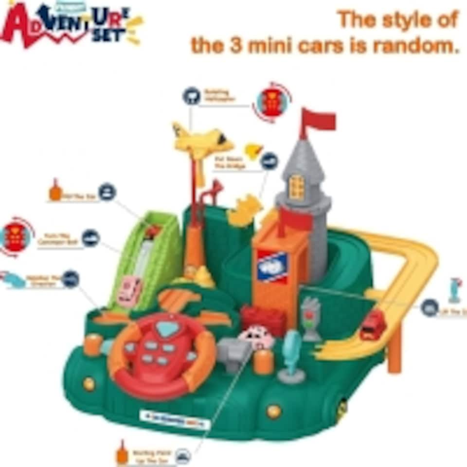 image 1 of Kids Race Track Car Adventure Toy – Preschool Educational Manual Car Racing Playset