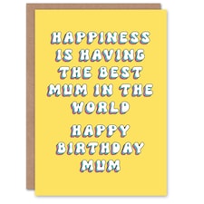 Happiness is World's Best Mum Mum Mam Mother Mummy Birthday Card