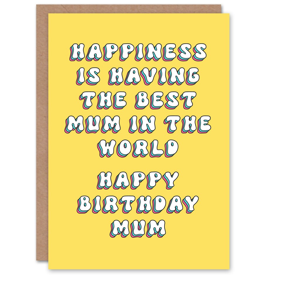 image 1 of Happiness is World's Best Mum Mum Mam Mother Mummy Birthday Card