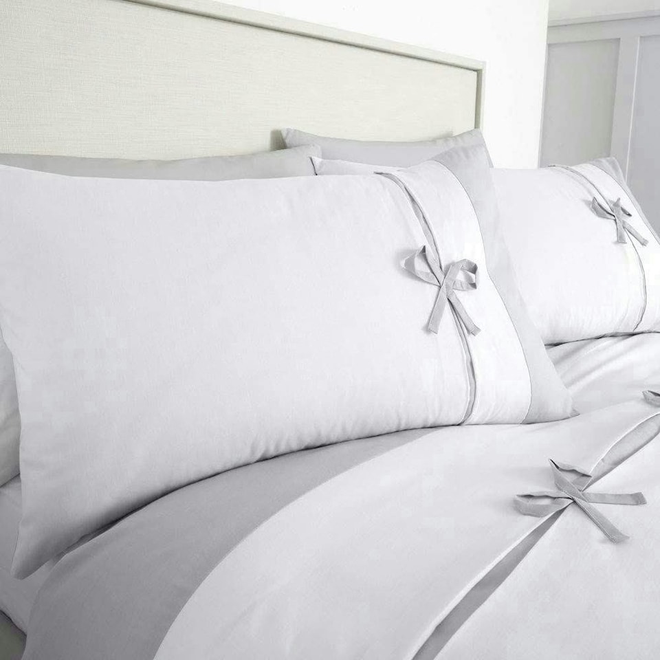 image 1 of Milo Bow Duvet Cover Set | White