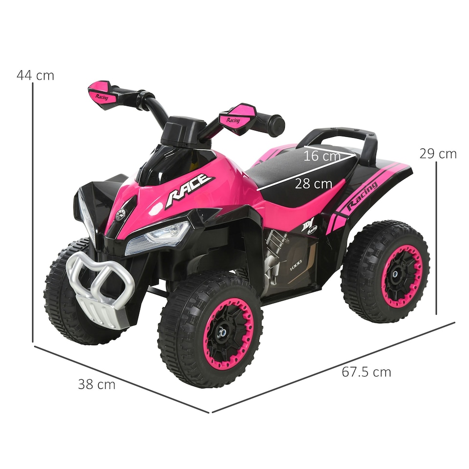 image 1 of HOMCOM No Power Quad Toddler Ride on Car Foot-to-Floor Sliding Pink