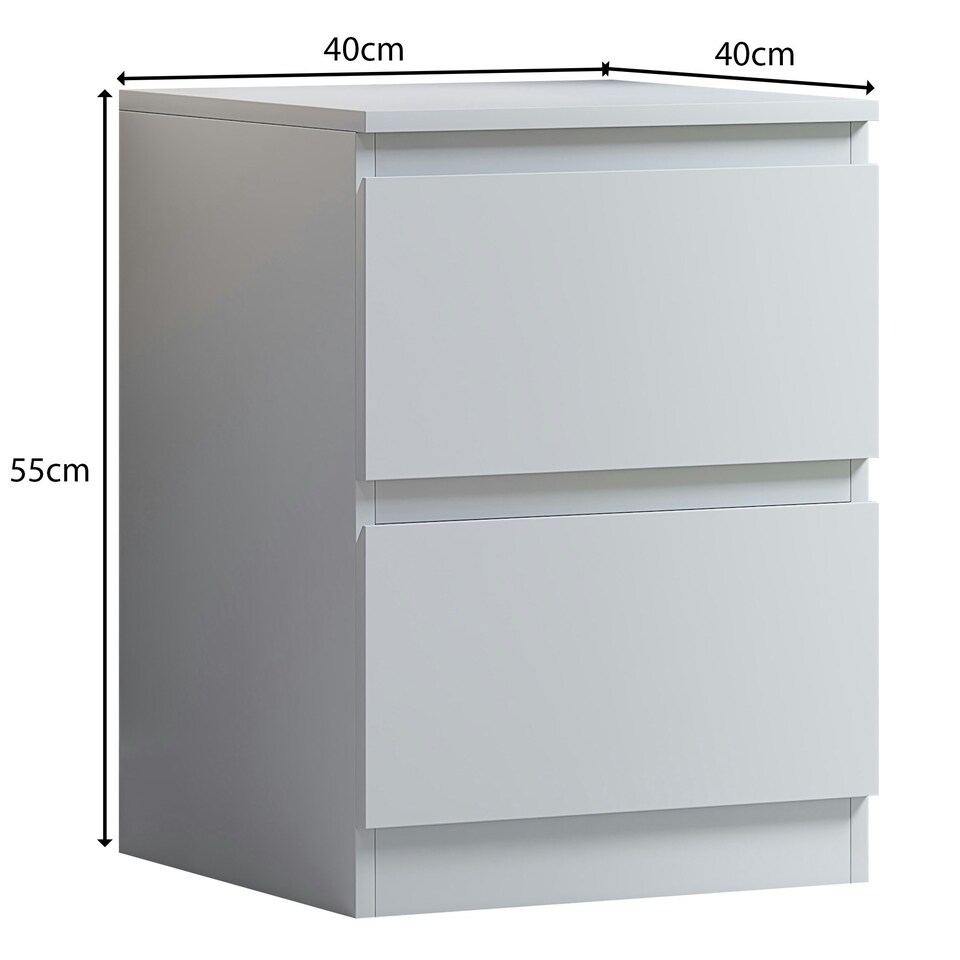 image 1 of FWStyle Stora 2 Drawer Bedside Cabinet - Matt White