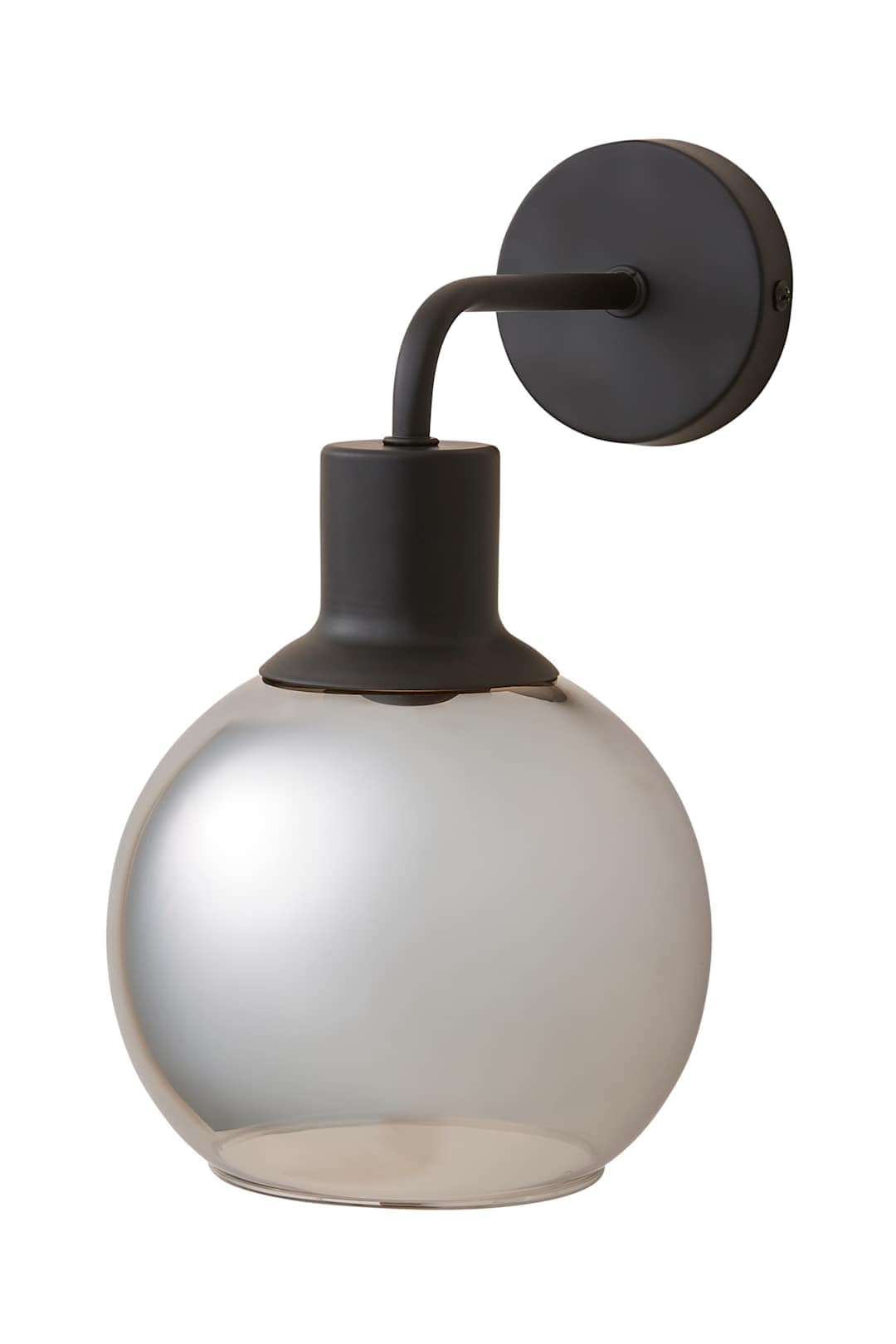 ValueLights Bellamy Wired Glass Globe Wall Light with Bulb in Black