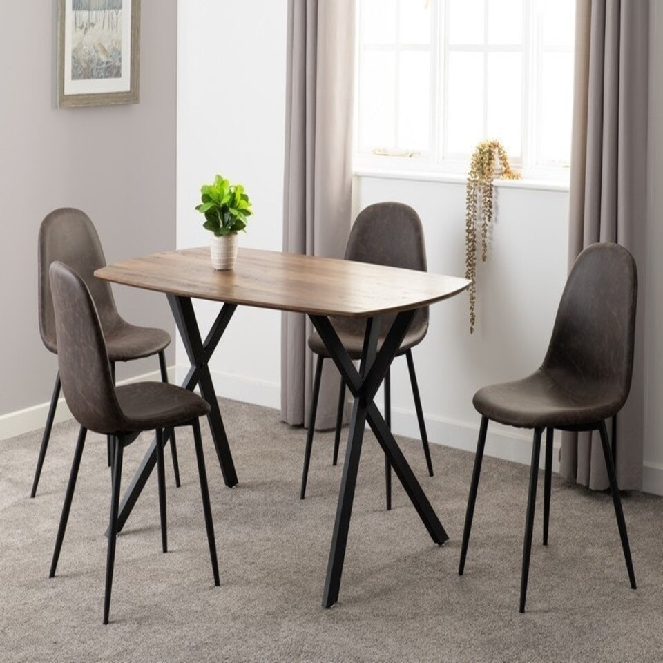 image 1 of Athens Rectangular Dining Set - Medium Oak Effect/Black/Brown Faux Leather Multi