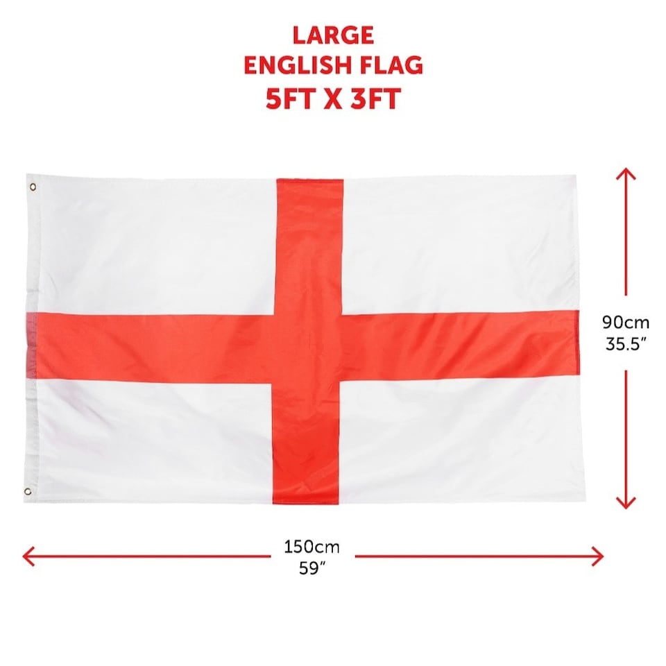 image 1 of Pack of 3 England 5ft x 3ft Flag, Red Inflatable English Rose Flower & Hat Red | One Size