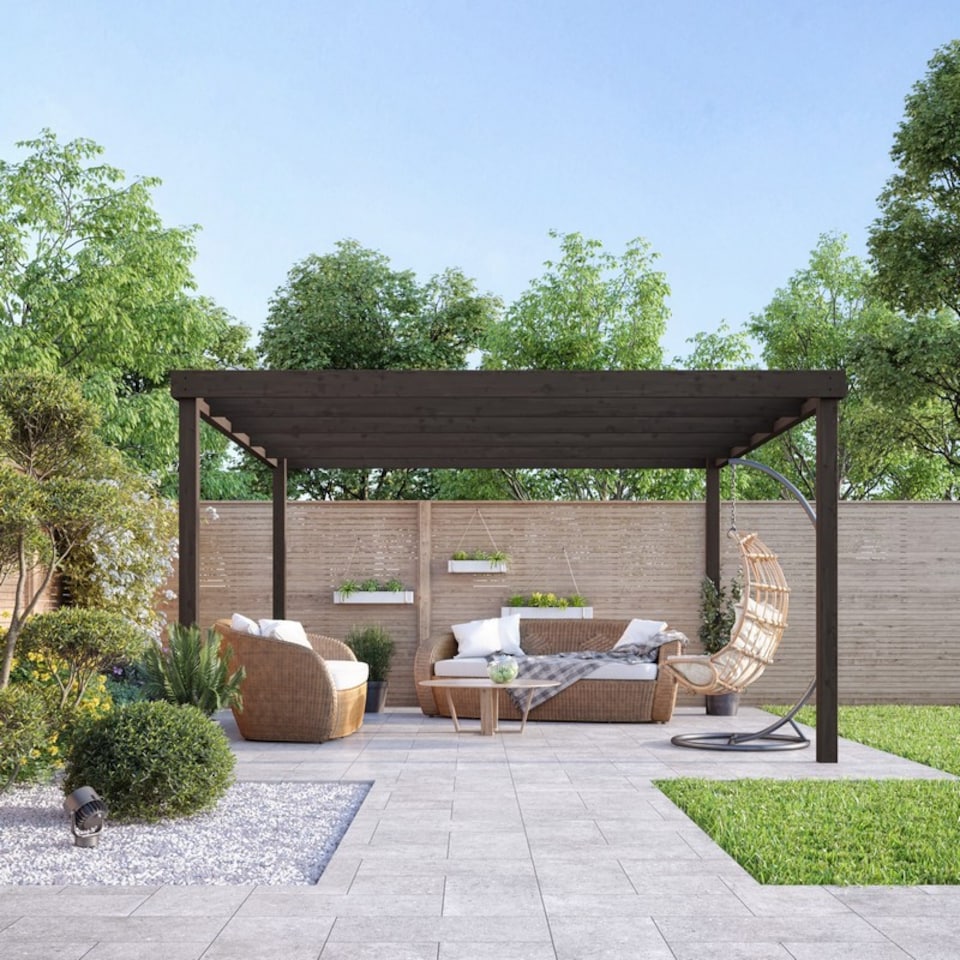 image 1 of Box Pergola - Wood - L180 x W360 x H270 cm - Rustic Brown