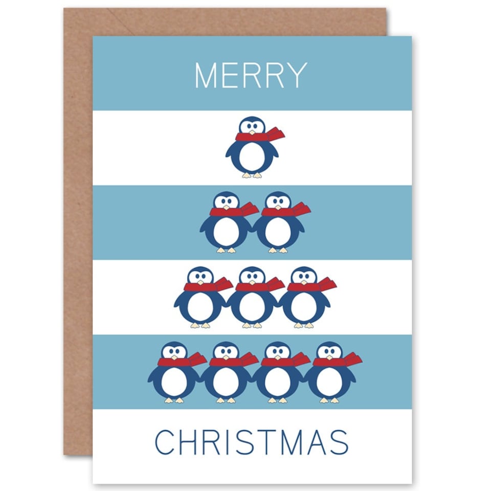 image 1 of Tree of Penguins Winter Christmas Card