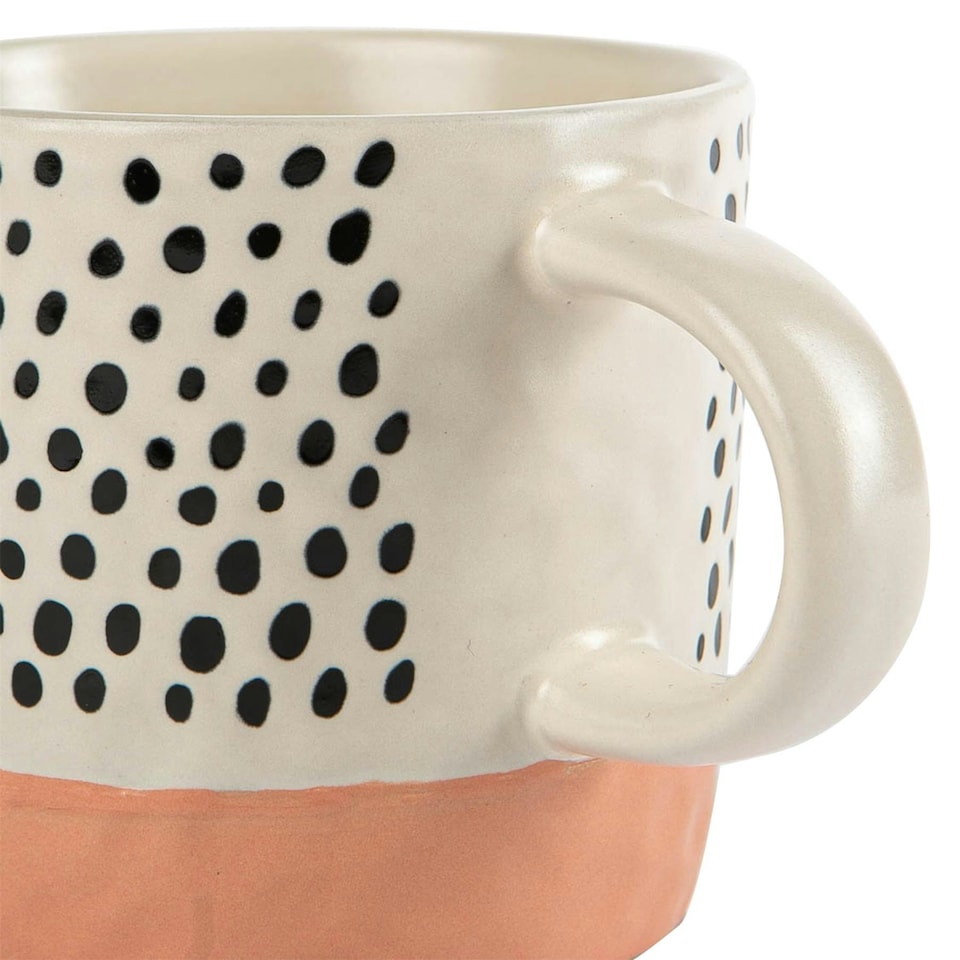 image 1 of Nicola Spring Ceramic Dipped Dots Coffee Mugs - 385ml - Pink - Pack of 6