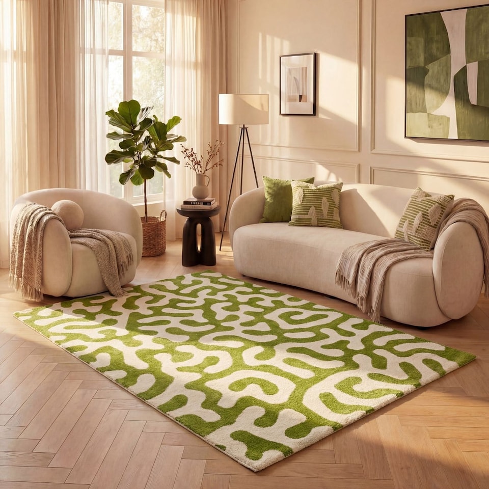 image 1 of The Rugs Joli Collection Abstract Pattern Soft and Dense Pile Living Room and Bedroom Floor Rug