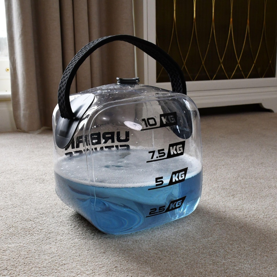 image 1 of Urban Fitness Hydro Inertia Kettlebell, Inflatable Water Filled Training Weight With Foot Pump, Portable Functional Strength And Core Workout, 10kg