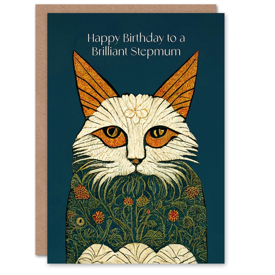 image 1 of Step Mum Magnificent Moggie Cat William Morris Her Birthday Card
