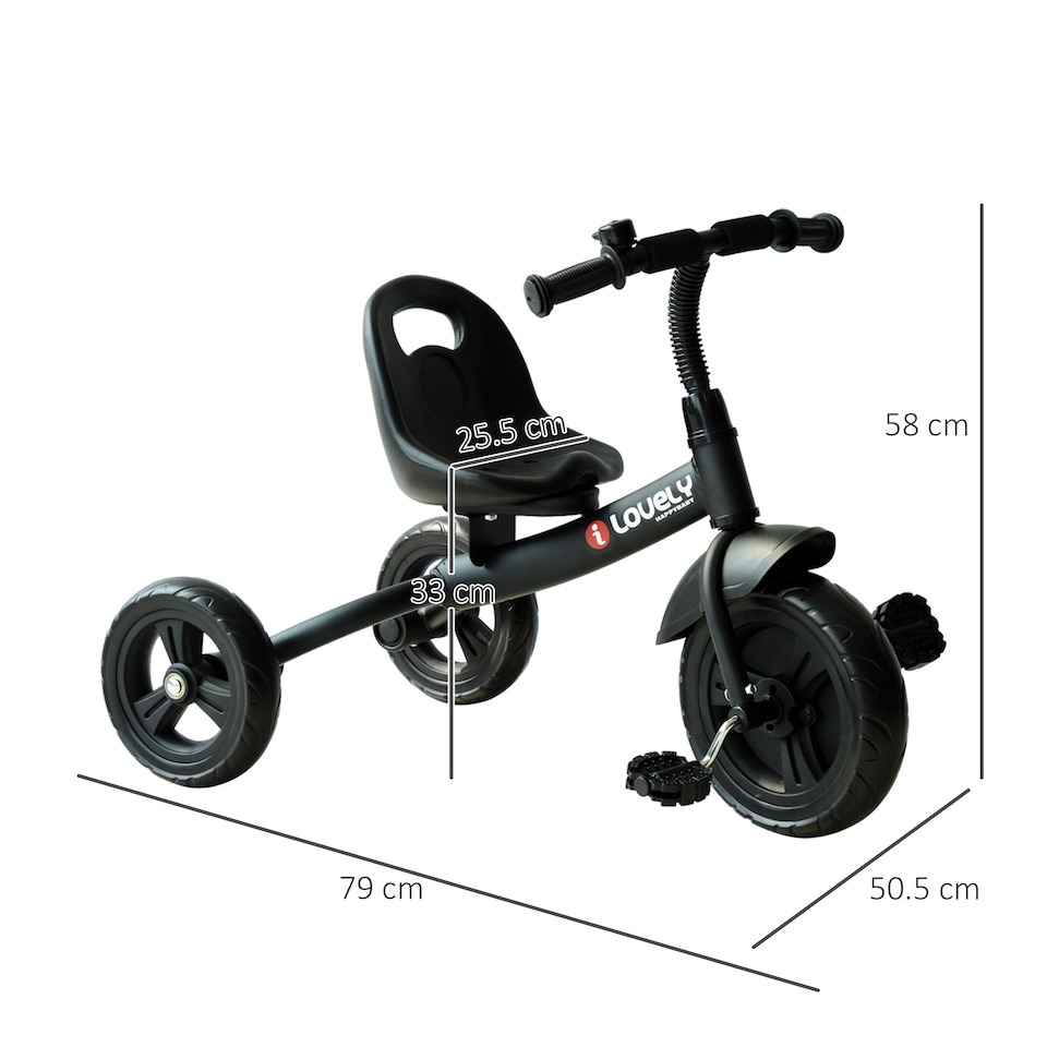 image 1 of HOMCOM Baby Kids Children Toddler Tricycle Ride on Trike W/ 3 Wheels Black