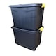image 1 of 2 x 60L Heavy Duty Storage Tubs Sturdy, Lockable, Stackable and Nestable Design Storage Chests with Clips in Black