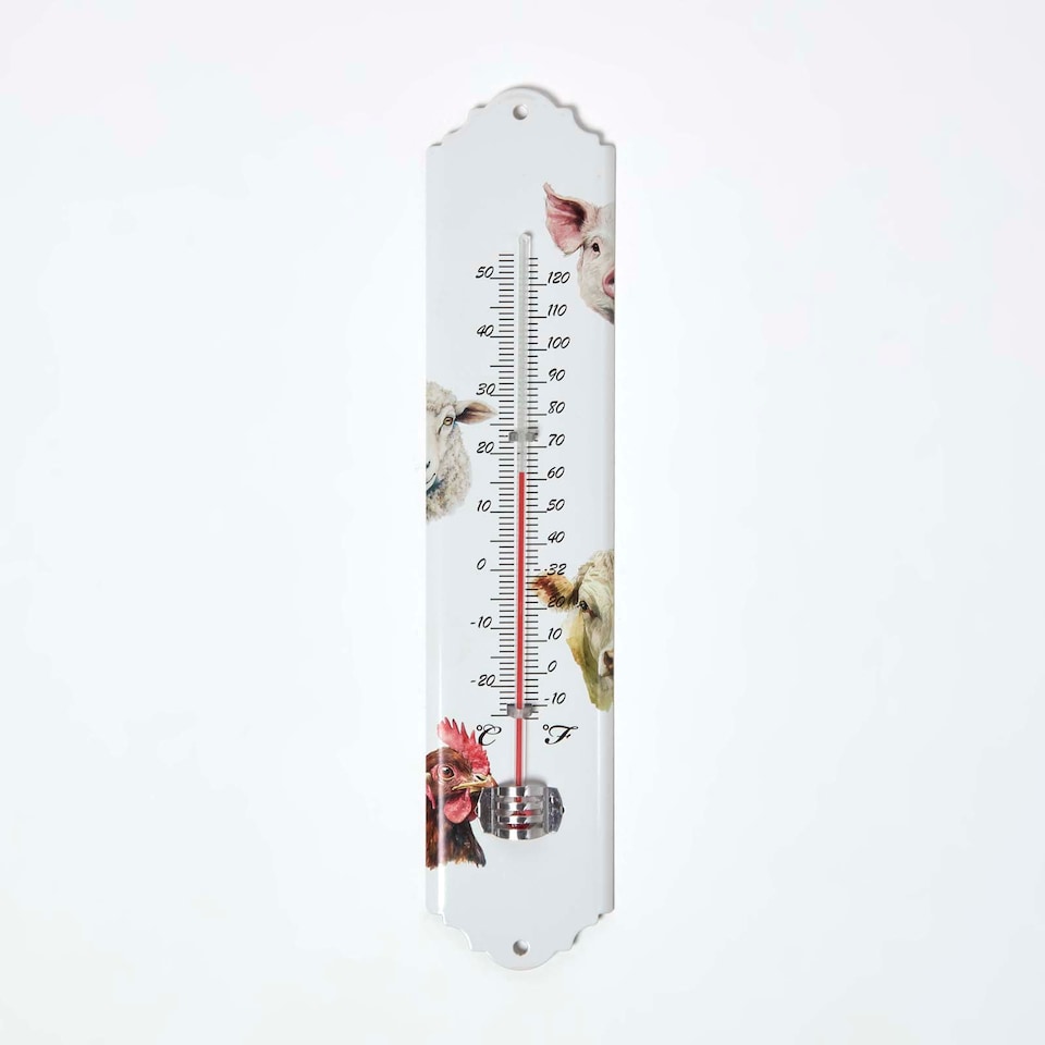 image 1 of Homescapes Outdoor Thermometer with Farmyard Animal Design