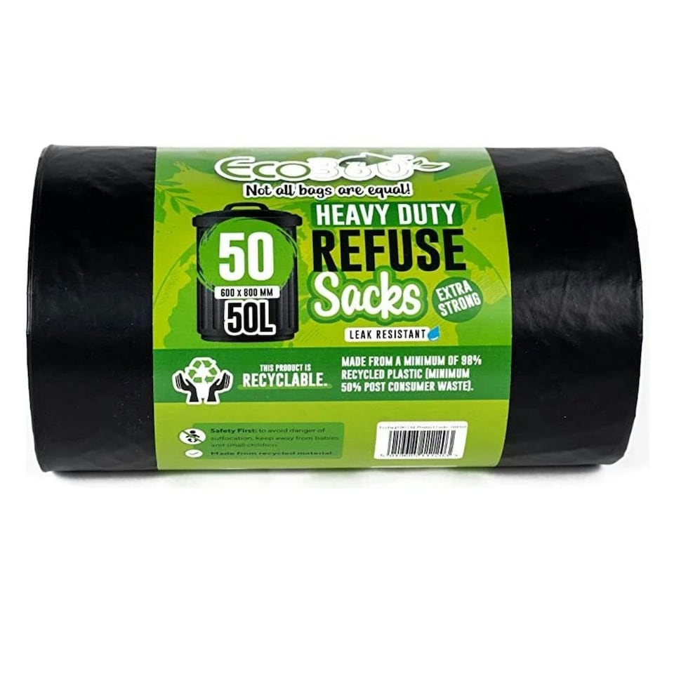 image 1 of Ecobag® Heavy Duty Refuse Sacks - Black 50 x 100L