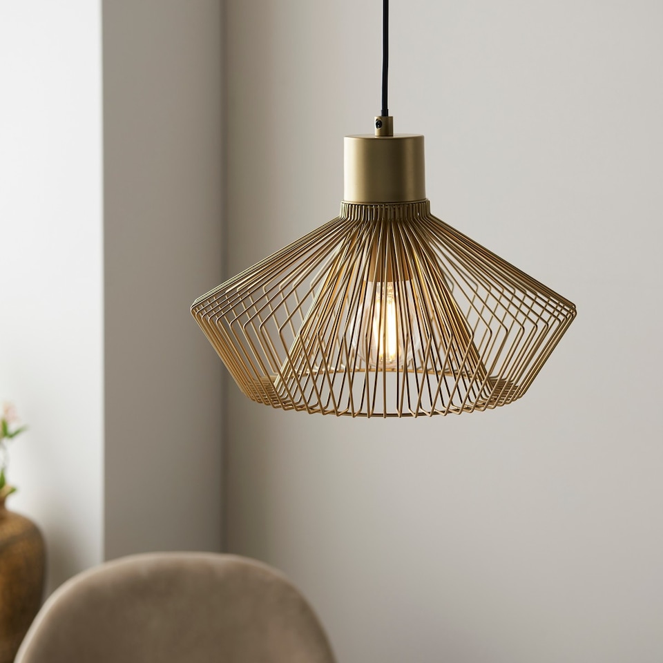 image 1 of Kimberley Single Pendant Ceiling Lamp, Gold Paint Finish