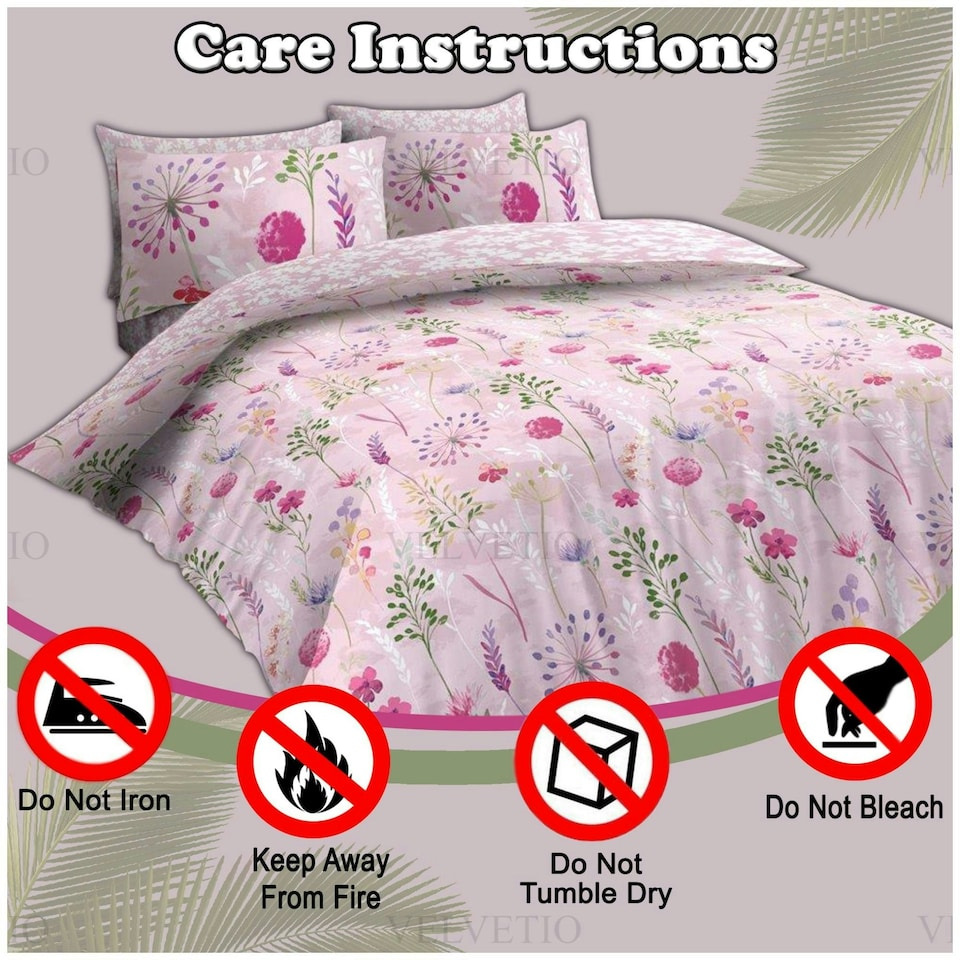 image 1 of VELVETIO Samantha Complete Duvet Cover Set with Fitted Sheet Breathable Bedding Quilt Pink | King