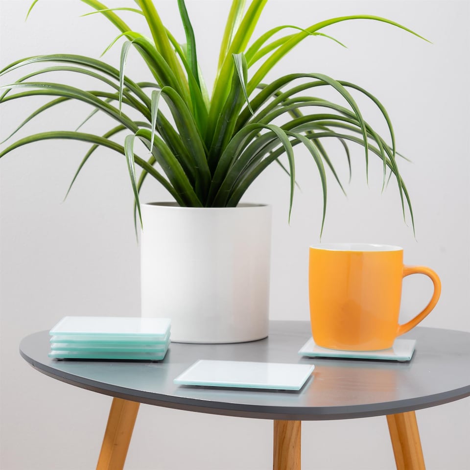 image 1 of Harbour Housewares Glass Square Coasters - 10cm - White - Pack of 6