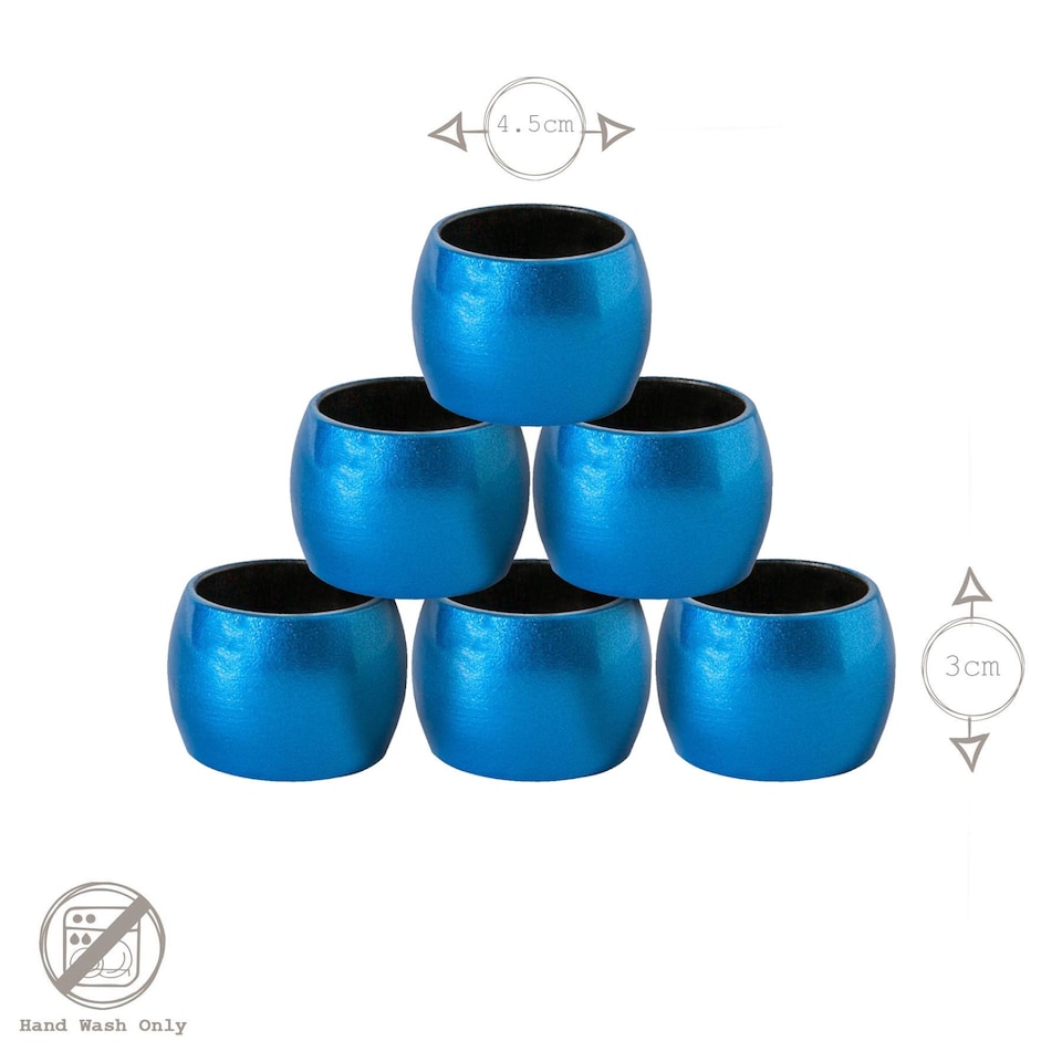 image 1 of Argon Tableware Metallic Napkin Rings - 4.5cm - Blue - Pack of 6 | Blue | Blue