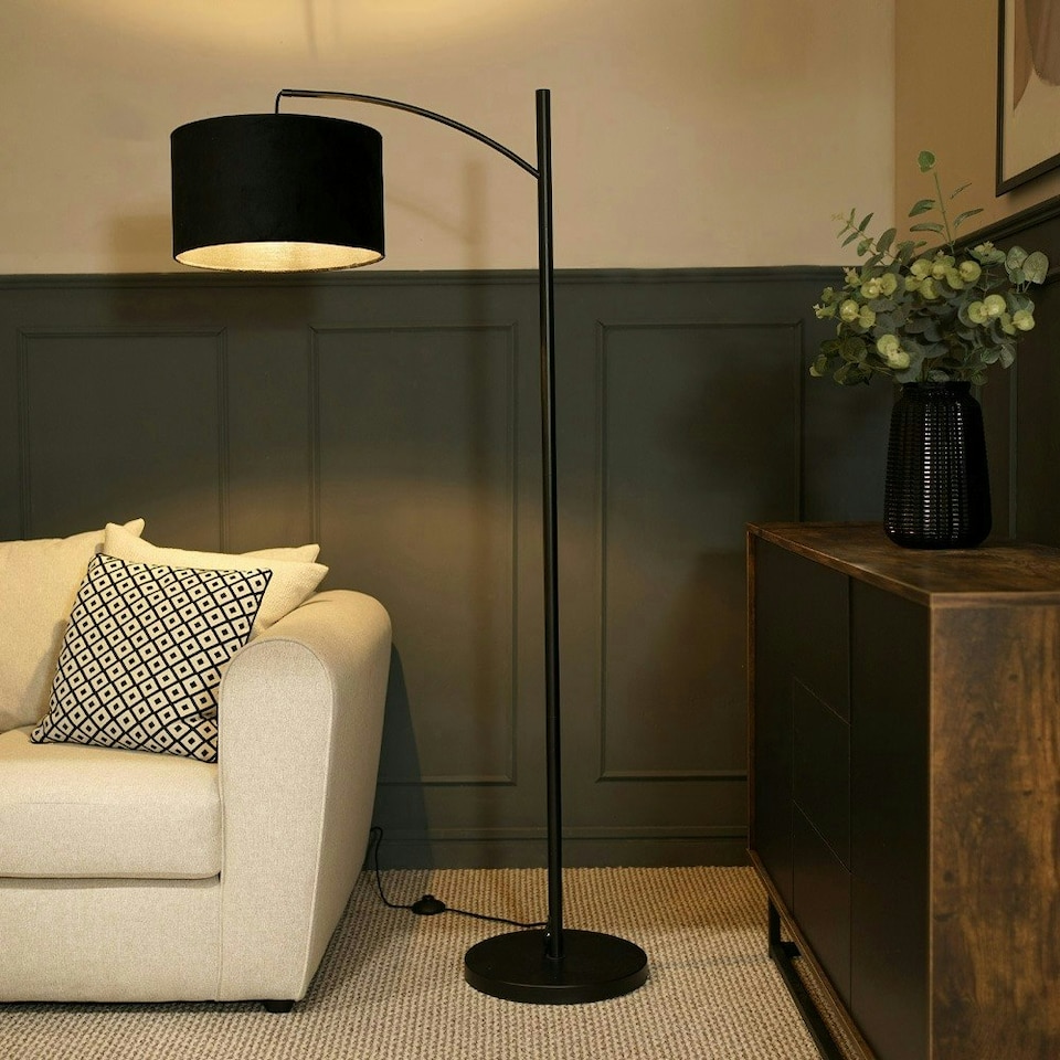 image 1 of ValueLights Preto Black Curve Floor Lamp