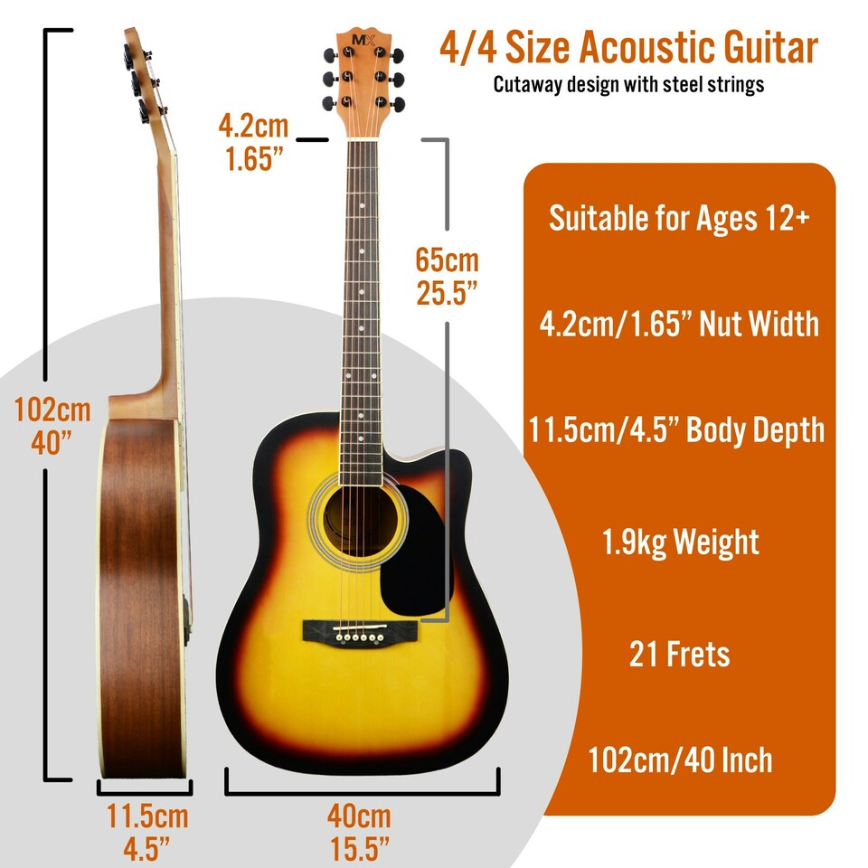 image 1 of MX by 3rd Avenue Cutaway Acoustic Guitar Pack Brown