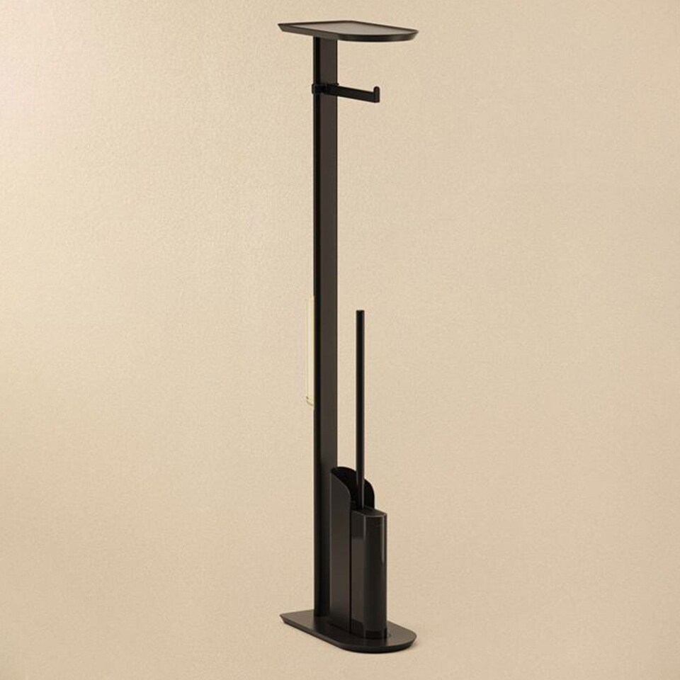 image 1 of COSMIC Silicone Toilet Brush with Toilet Roll Holder, Black, FLAT Collection