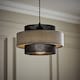 image 2 of ValueLights Weaver Pair Ceiling Pendant Light Shades Black and Grey Herringbone and Bulbs