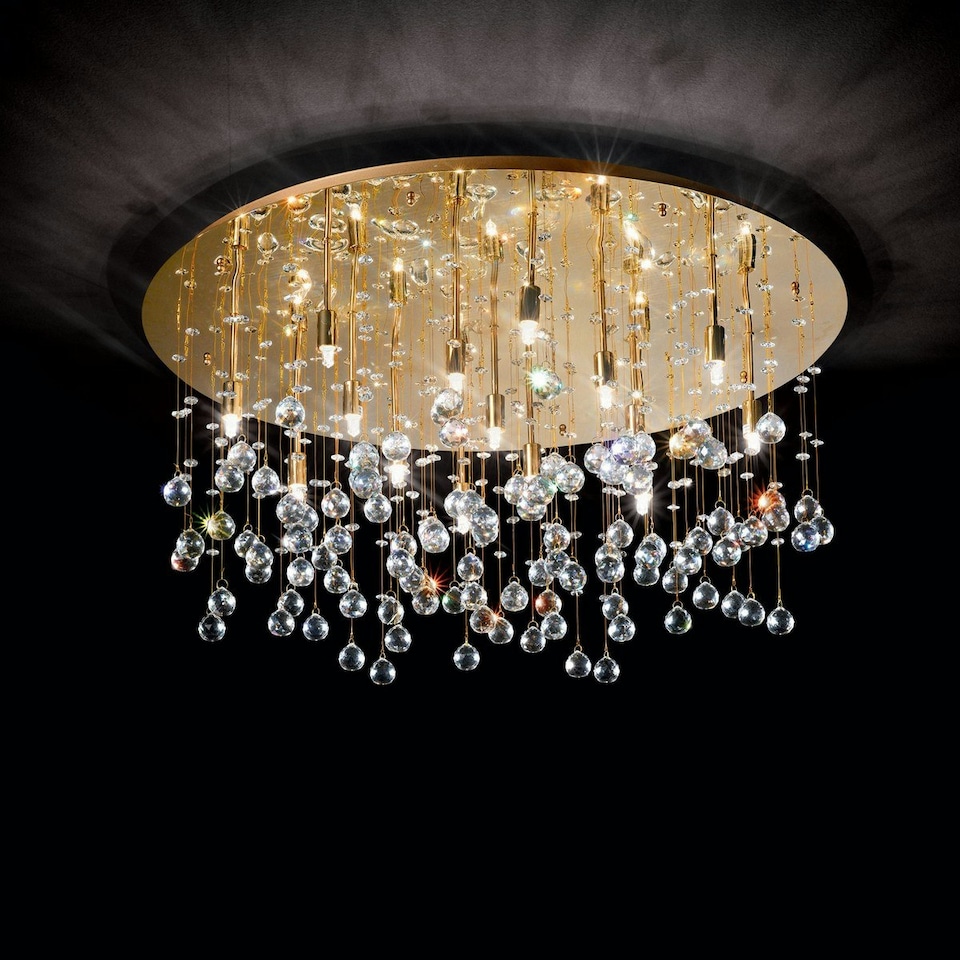 image 1 of Moonlight 15 Light Extra Large Semi Flush Ceiling Pendant Gold, G9