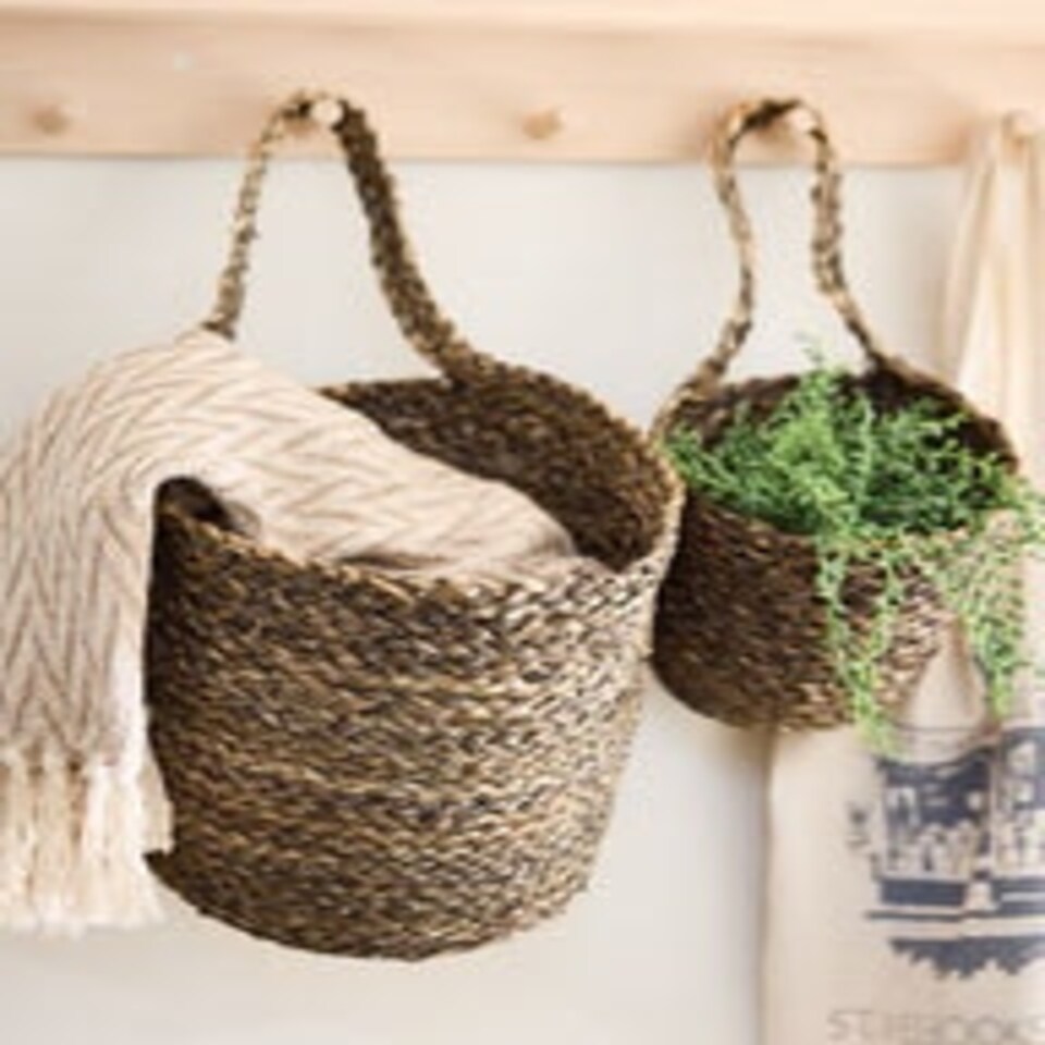 image 1 of Set of 2 Seagrass Bathroom Baskets