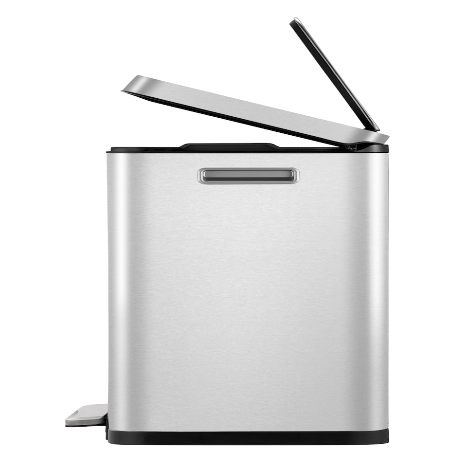 image 1 of X Cube Recycling Bin 20+20L | Silver | Stainless Steel | 40L
