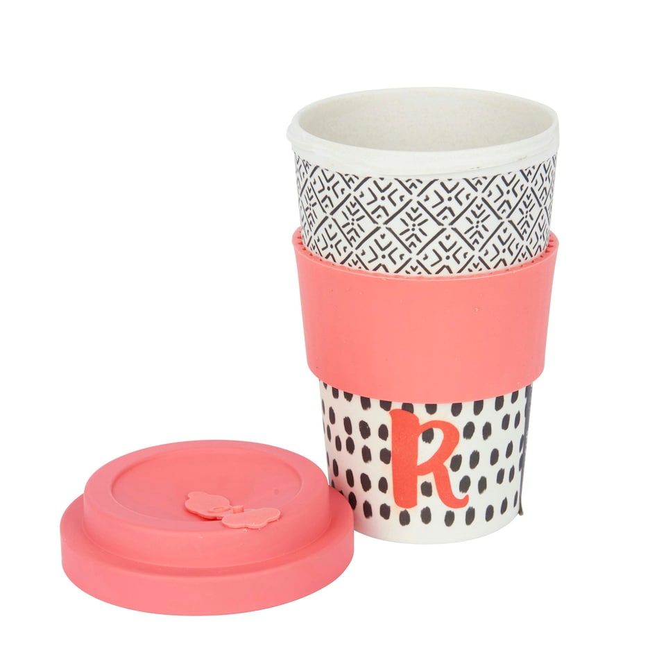 image 1 of KitchenCraft 410ml Bamboo A to Z Letter "R" Reuseable Mug Multi