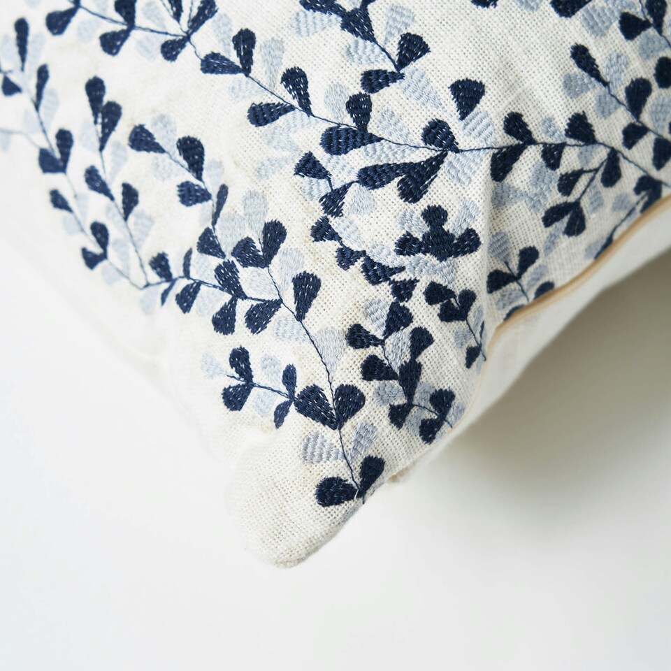 image 1 of BHS 100% Cotton Cushion with Embroidered Design, Navy
