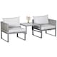 image 1 of Outsunny 3 in 1 Rattan Bistro Set, Wicker Garden Furniture Set with 2 level Rising Table, Adjustable 3 seater Sofa Lounger with Washable Cushions for Outdoor, Patio, Balcony, Grey