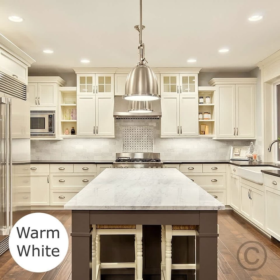 image 1 of ValueLights 4 Pack Brushed Chrome 12V Caravan Downlights Warm White | Chrome