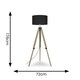 image 3 of ValueLights Clipper Distressed Wood and Silver Chrome Tripod Floor Lamp with Charcoal Grey Drum Shade
