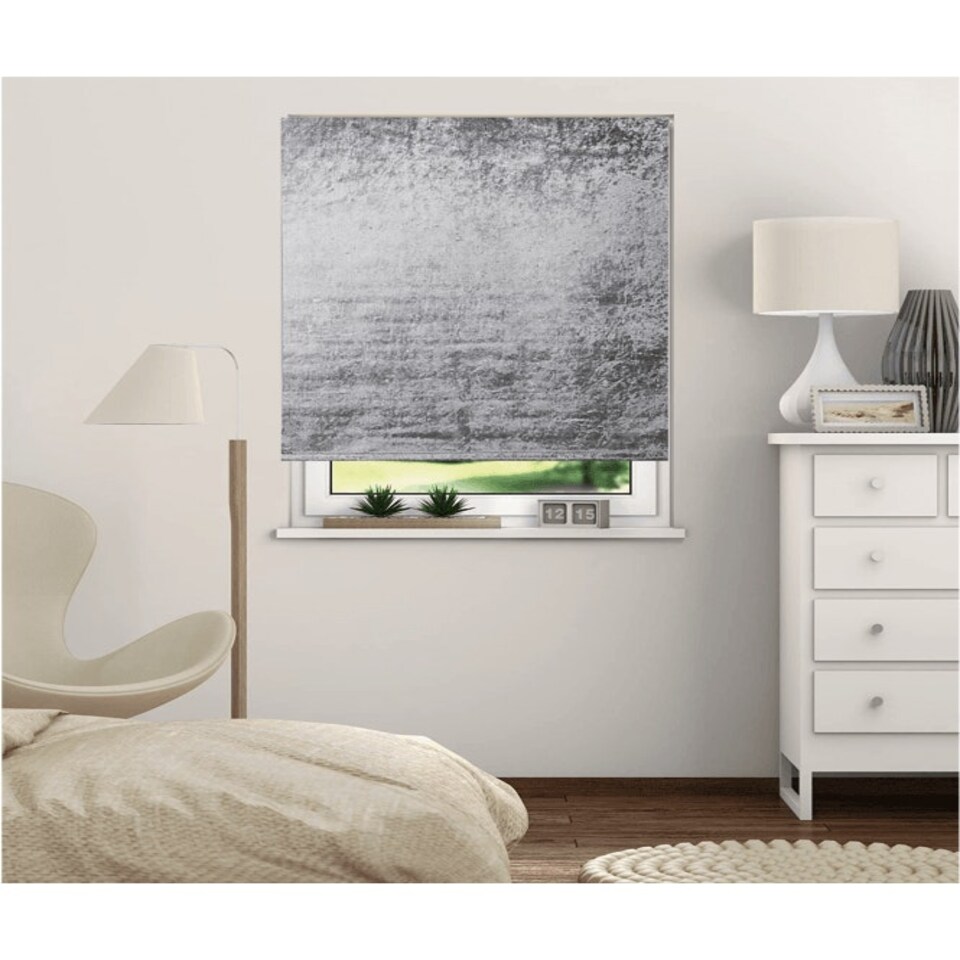 image 1 of 150cm Grey Crushed Velvet Roller Blinds