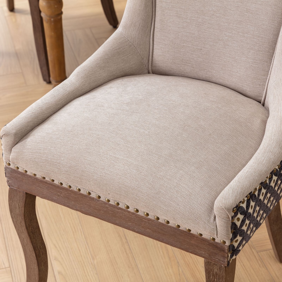 image 1 of Bewley Set of 2 Modern Fabric Dining Chairs with Wooden Legs