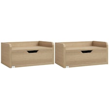 HOMCOM Floating Nightstands Set of 2, Wall Mounted Bedside Table with Storage Drawer for Bedroom, Natural
