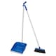 image 1 of Long Handled Upright Indoor Plastic Dustpan & Floor Brush Sweeper Cleaning Set | Red | Blue