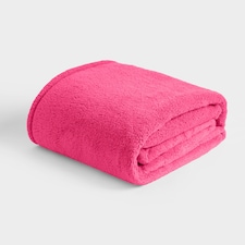 OHS Teddy Fleece Soft Warm Plush Cosy Plain Dyed Throw Over Bed Blanket, 200x240cm | Pink | Hot Pink