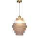 image 3 of Set of 2 Benson - Tiered Large Glass Satin Brass Ceiling Pendant Light